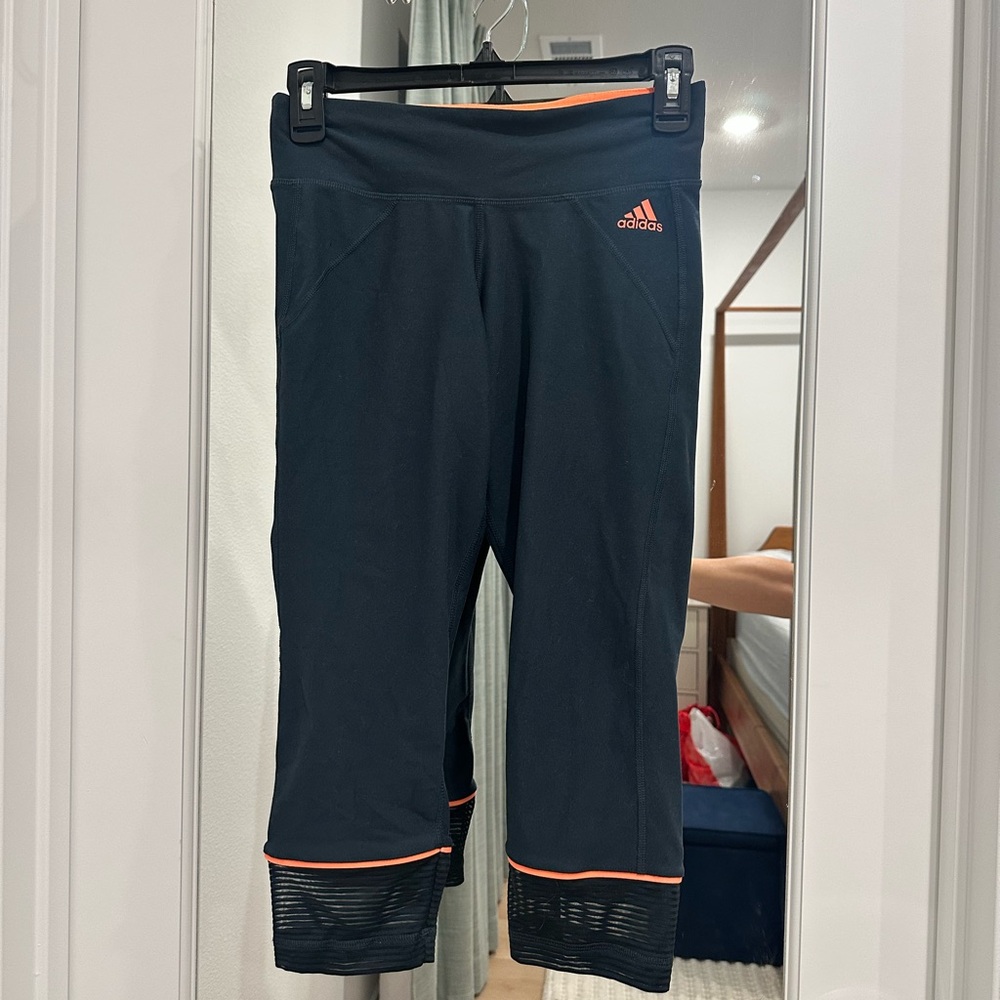 Adidas Kids Leggings in Black with Orange Trim